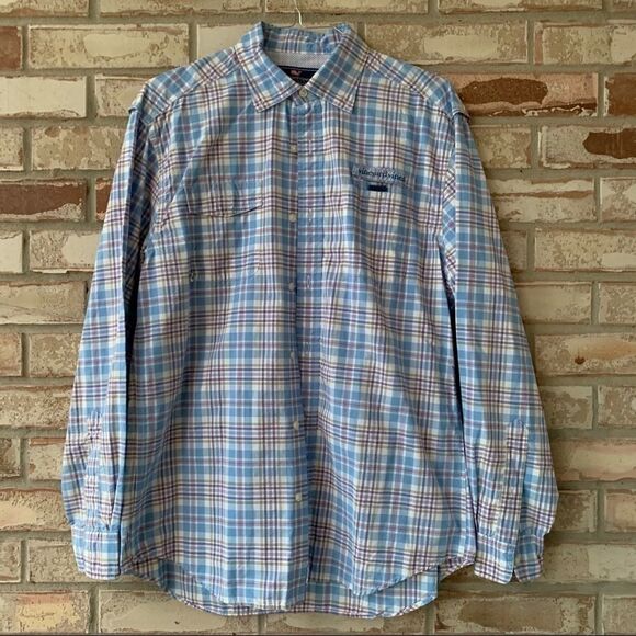 Vineyard Vines Blue-Red LS Harbor Shirt size medium - Picture 2 of 7